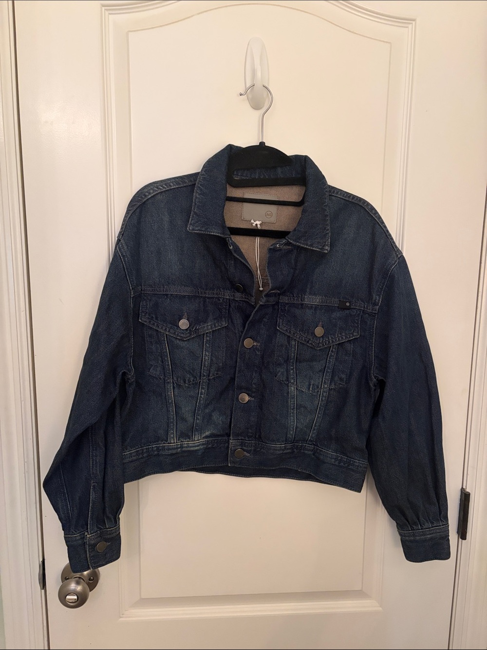 Ag Adriano Goldschmied Mirah Denim Blue Denim Jacket-Cropped Trucker Style